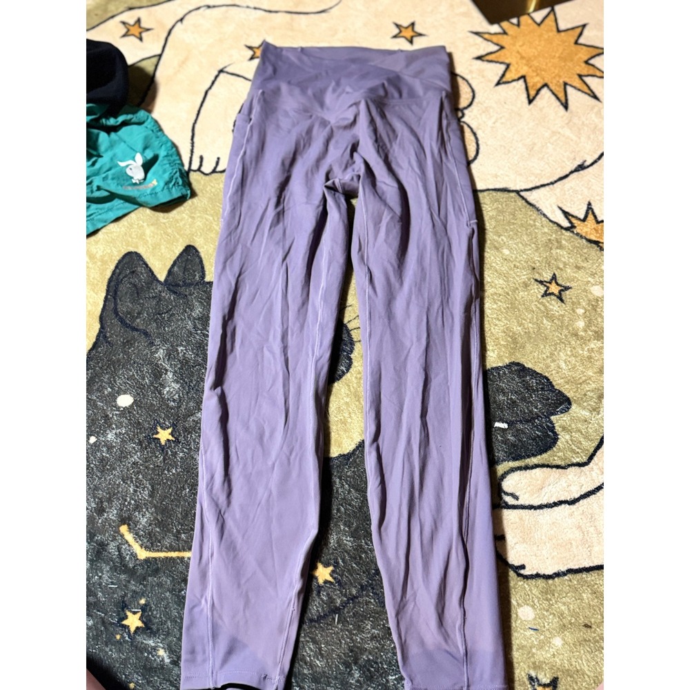 Purple Leggings with Pockets Athletic Yoga Pants Workout Gym Womens Size S